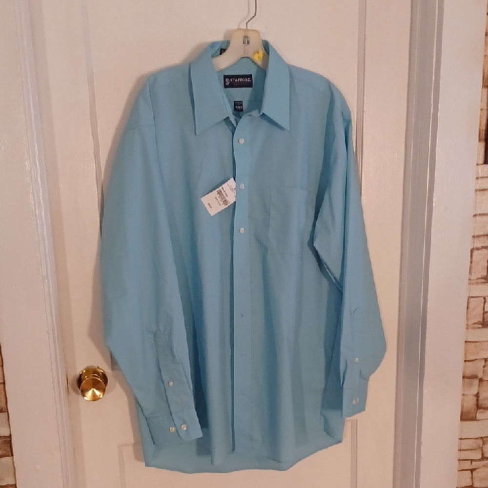 Stafford Light Blue Dress Shirt Men's 16-16.5